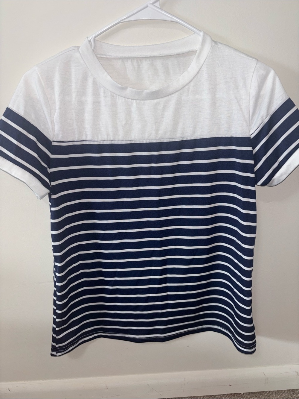 Women's Navy & White Striped Short Sleeve Tee